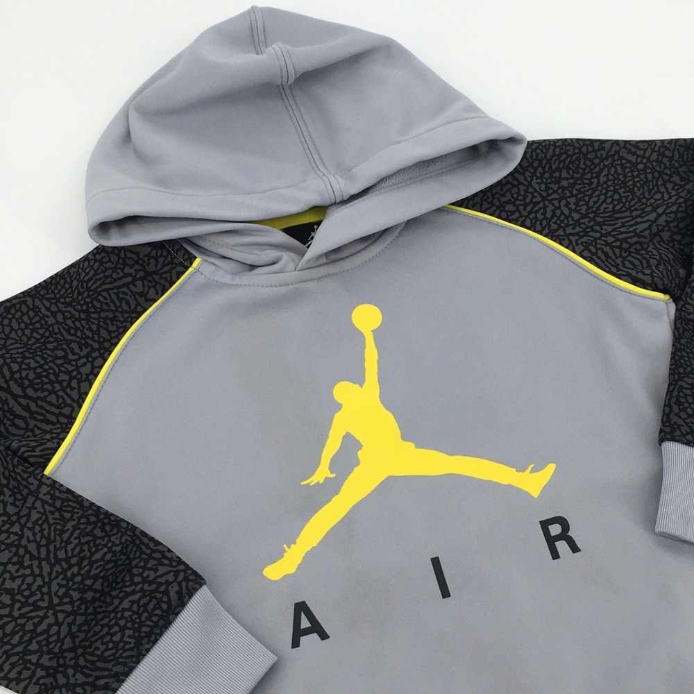 Boys Nike Therma Fit Air‎ Jordan Jumpman Hoodie Size XS/4 Grey / Yellow